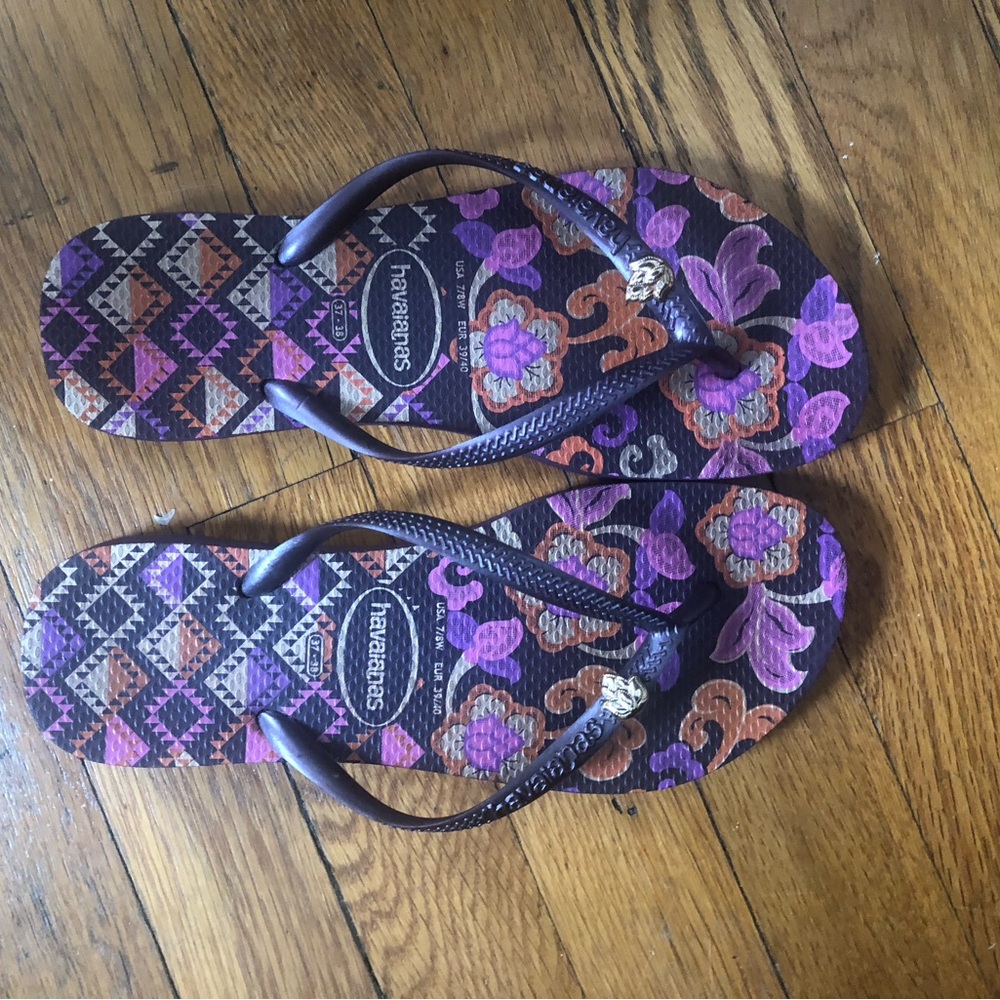 Havaianas Purple and Black Sandals with Braided Straps